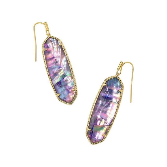 Kendra Scott Eleanor Abalone 14K Gold Over Brass Drop Earrings Lilac - Open Box - Picture 1 of 1